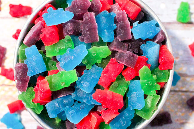 Gummy bears in a bowl