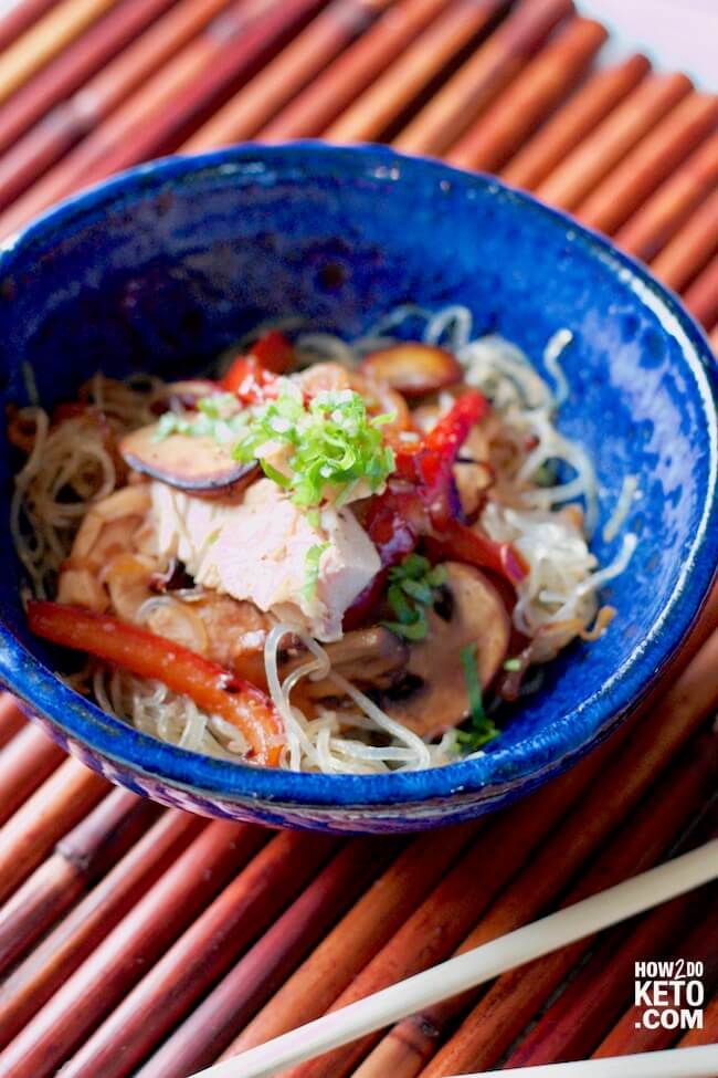 This Keto Asian Noodle Salad is a magical dish that satisfies those cravings for noodles, without all the carbs and sugar! Only 5 grams net carbs per serving!