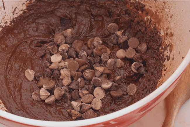 keto chocolate cookie batter with chocolate chips