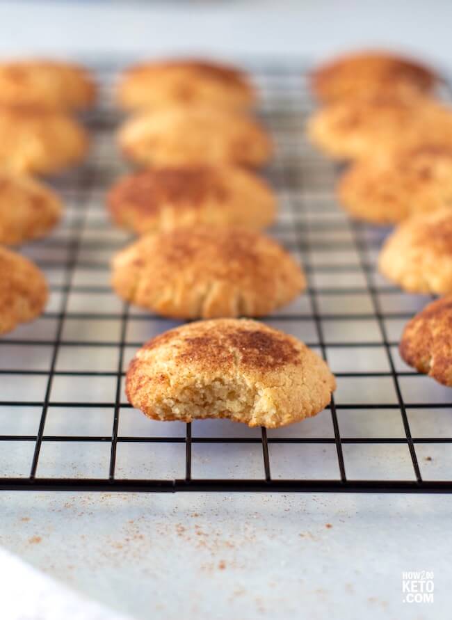 Our fluffy and delicious cinnamon sugar keto snickerdoodles have only 2 grams of net carbs each!