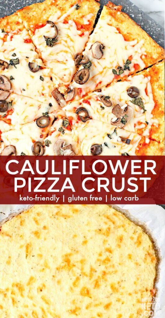 Yes, you can still have pizza on a low carb diet! This cheesy Keto Cauliflower Pizza Crust might just be better than the real thing!