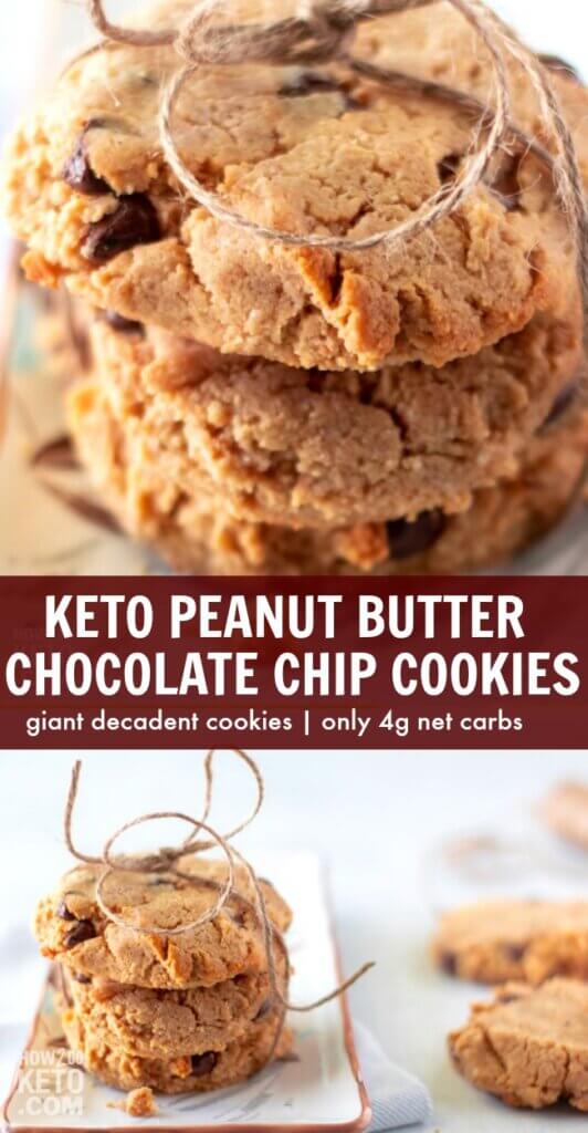 We put two of the best cookies together to make these keto peanut butter chocolate chip cookies! Super decadent AND low carb!