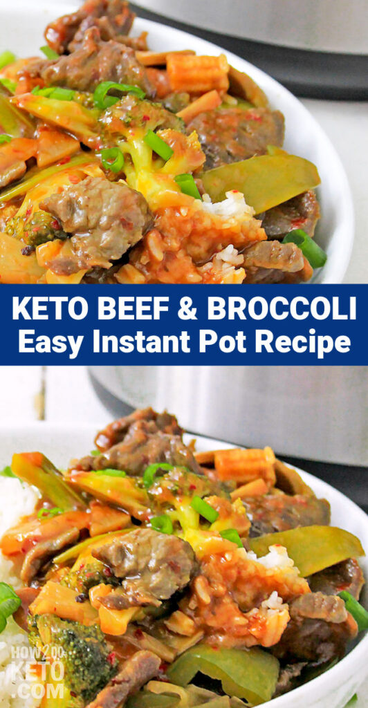 2 photo Pinterest collage of Keto Beef & Broccoli