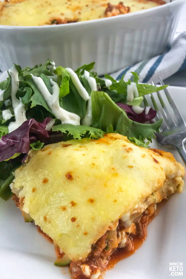 low carb lasagna with salad