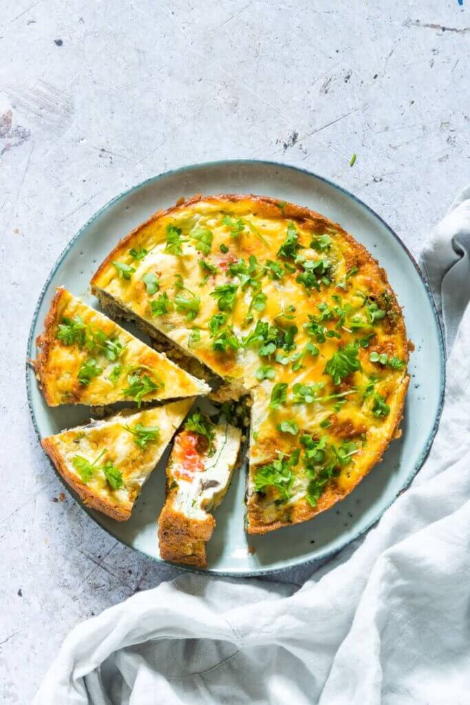 frittata on serving plate, made in the Air Fryer