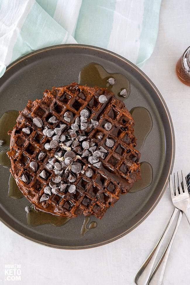chocolate chaffle - keto friendly waffle with chocolate chips