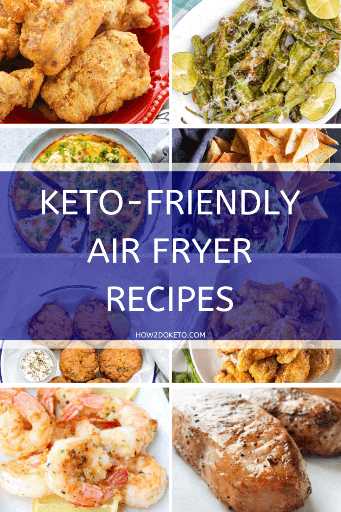 collage of keto friendly air fryer dishes