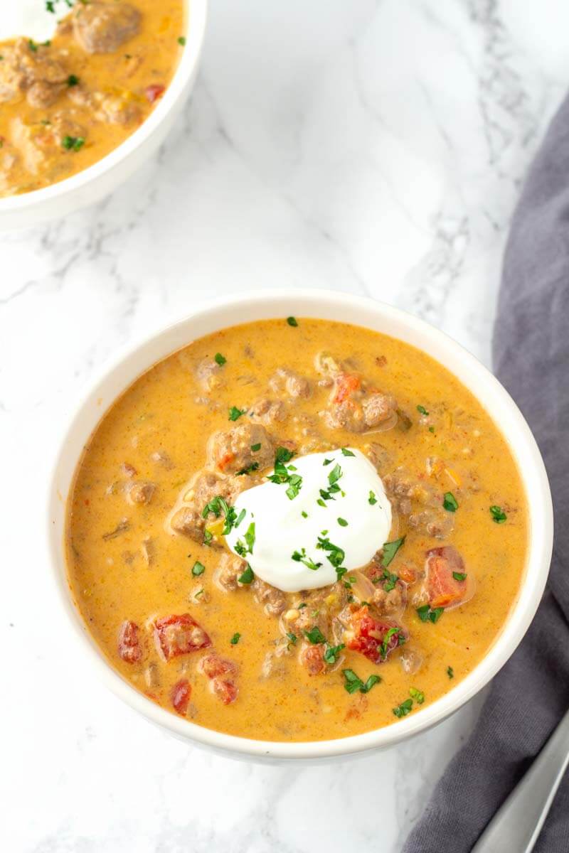 low carb taco soup with sour cream