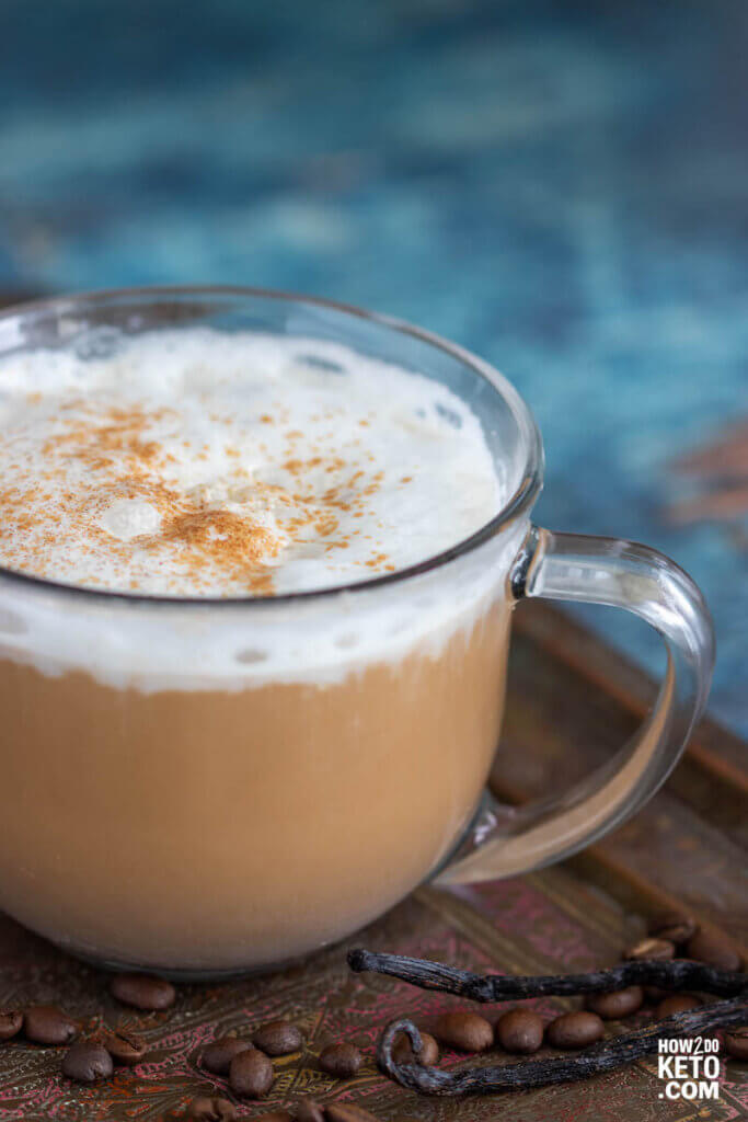 close up of a keto latte