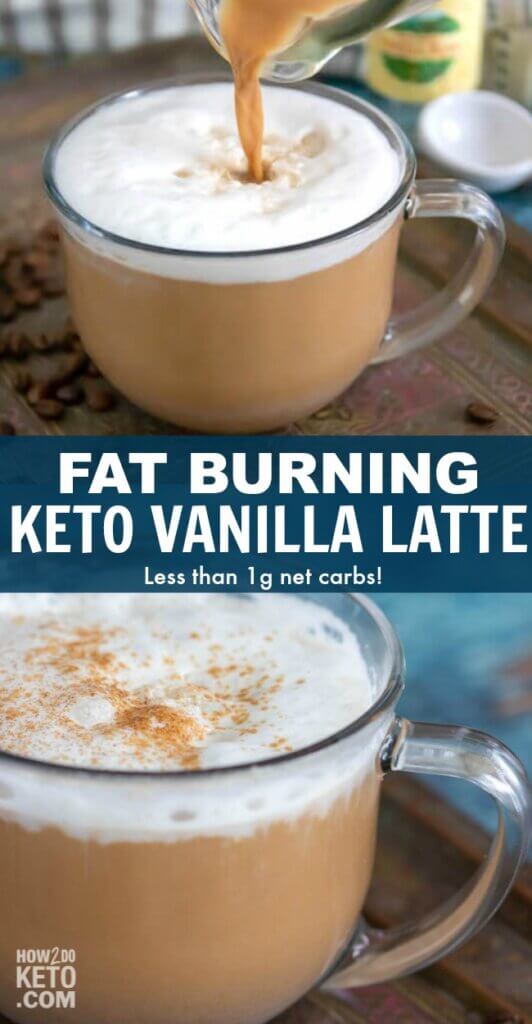Kick your day into gear with this delicious Keto Vanilla Latte recipe! This low carb latte is so rich and creamy that it tastes like a decadent coffee shop drink, but there are less than 1g net carbs in each cup!