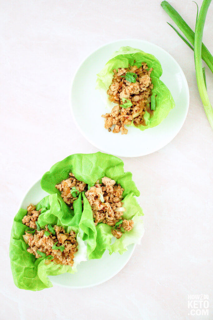 copycat PF Chang's chicken lettuce cups on plate