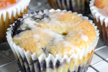 keto blueberry muffins with lemon glaze