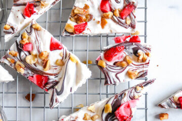 Our delicious Keto Strawberry Chocolate Walnut Cheesecake Frozen Bark is the perfect dessert to class up any meal!