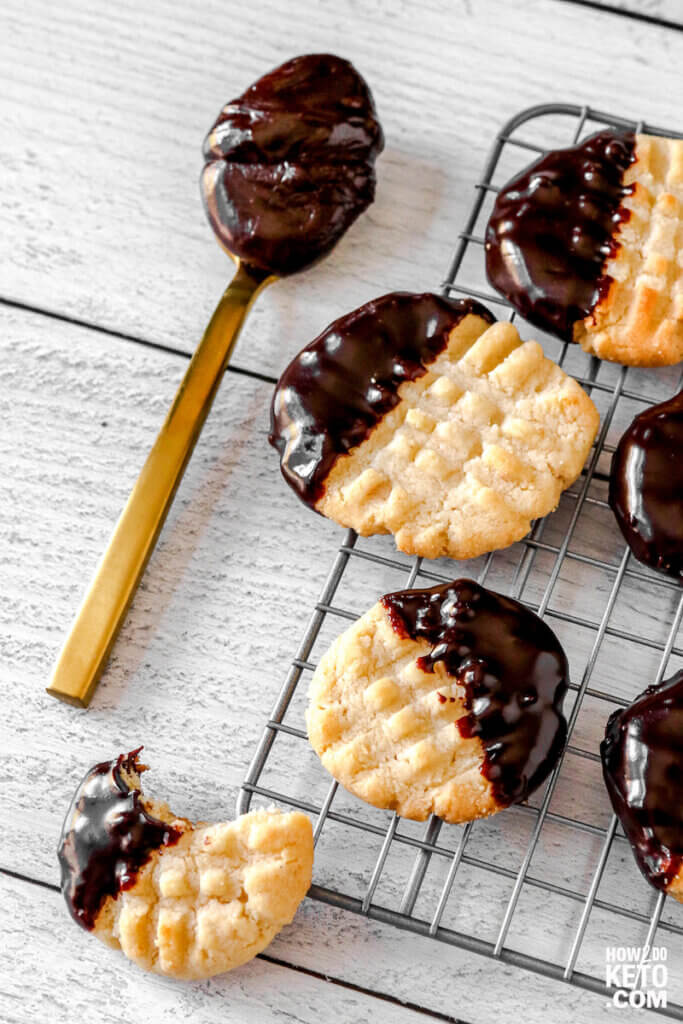 low carb butter cookies dipped in chocolate