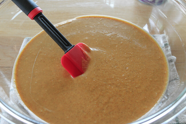 low carb pumpkin pie batter in mixing bowl