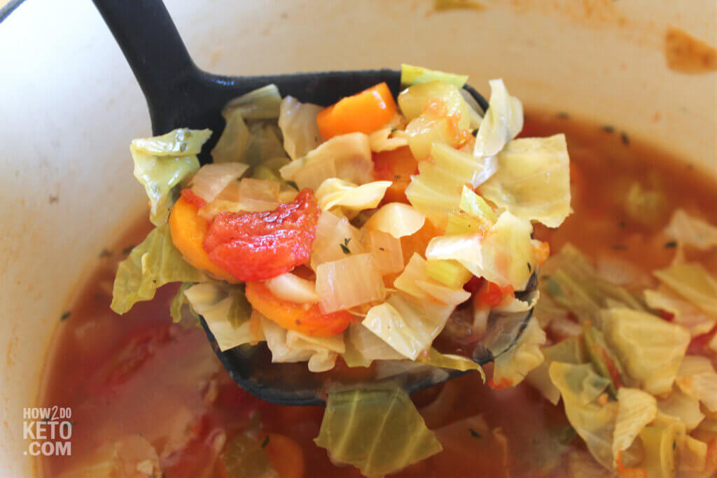 ladle full of healthy cabbage soup