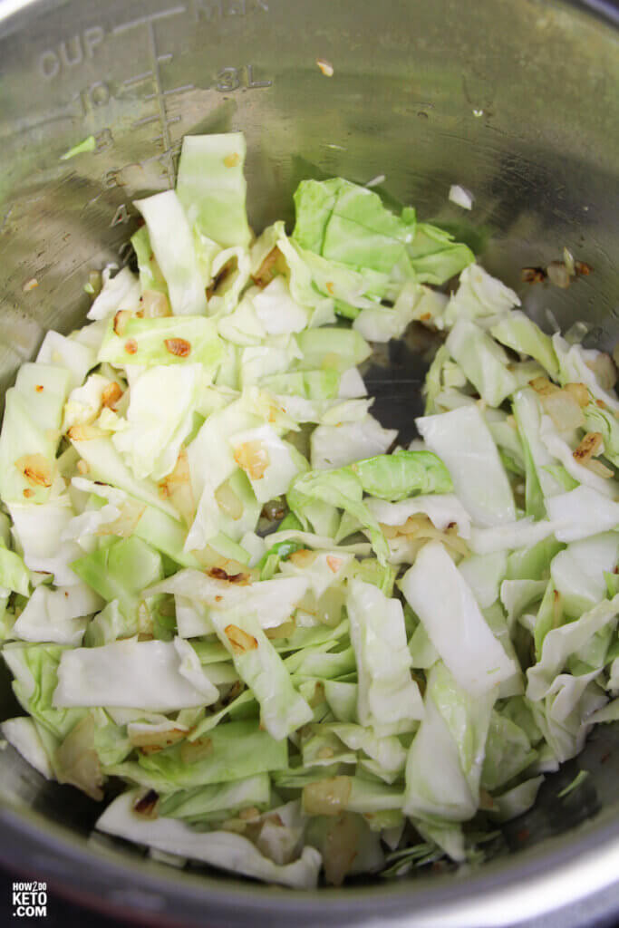 cooking shredded cabbage in an Instant Pot
