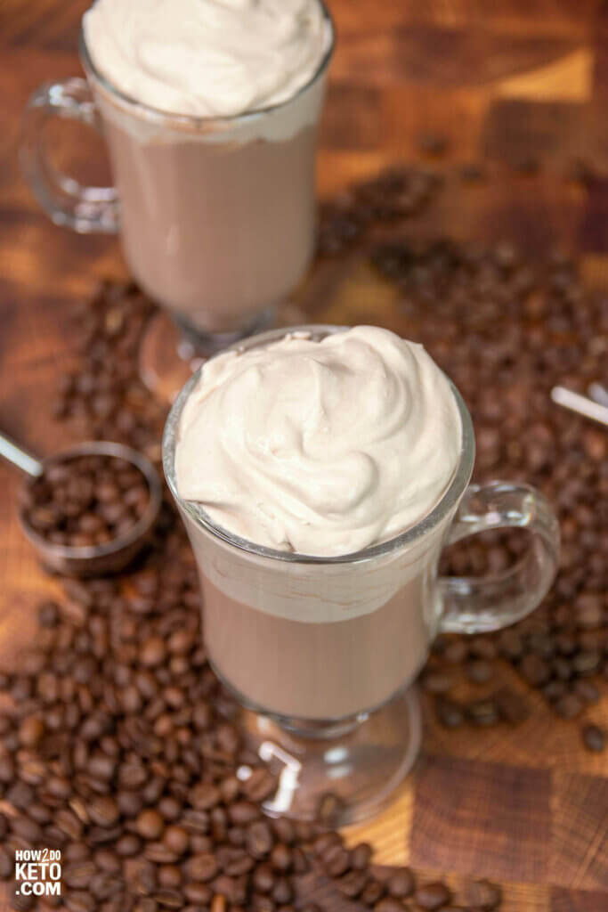 keto cappuccino with whipped foam on top