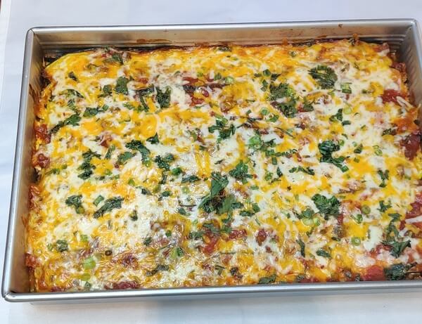 Keto Mexican casseroles topped with cheese
