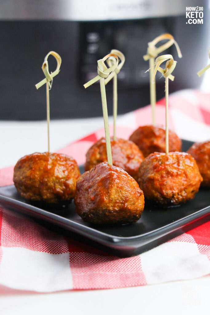 keto bbq meatballs made in the crockpot