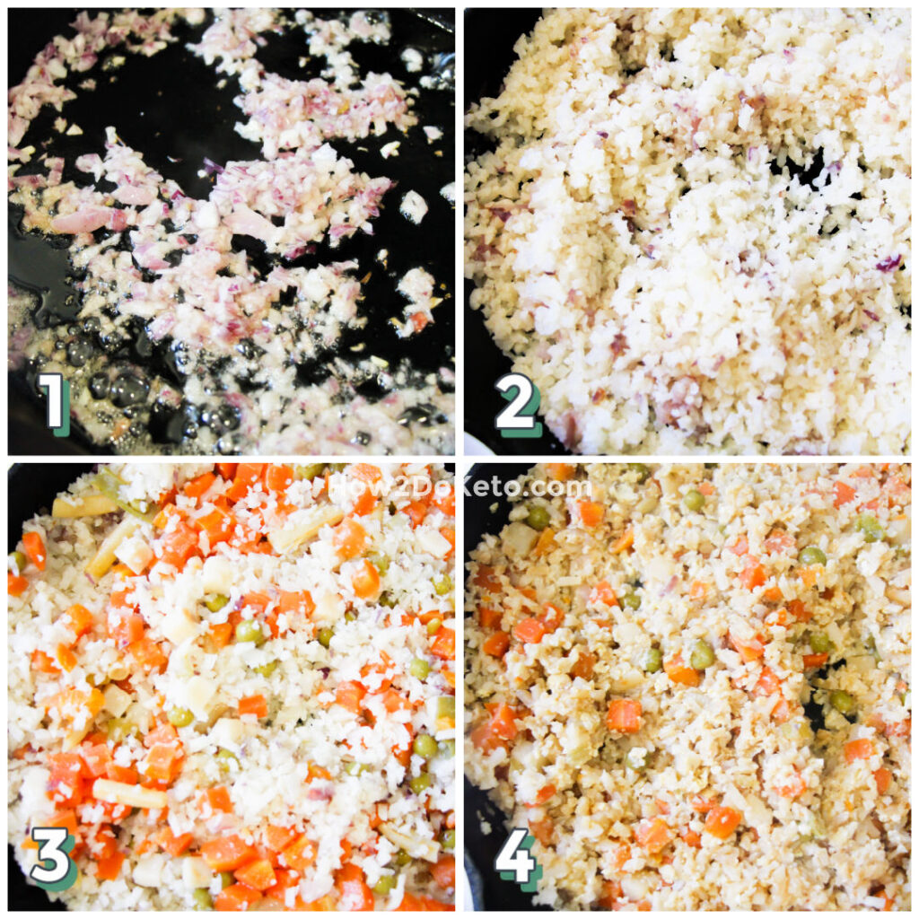 Cauliflower Fried Rice step by step photo collage