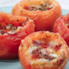 tomatoes stuffed with pepperoni and cheese