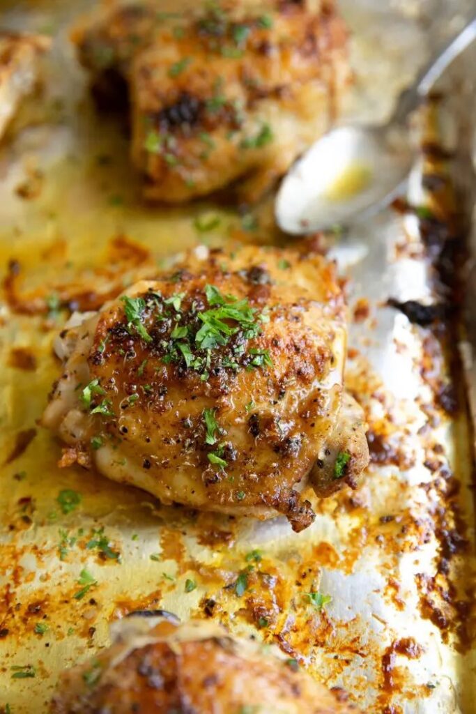 baked chicken thighs on sheet pan