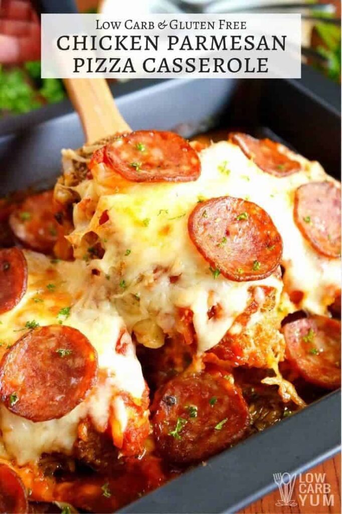 pizza casserole with pepperoni and cheese