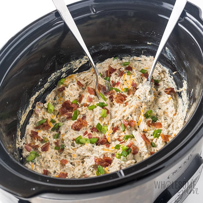cheese chicken and bacon dip in crockpot