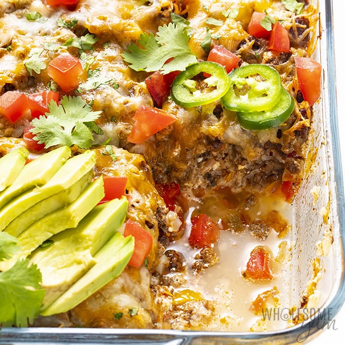 ground beef casserole with taco fixings