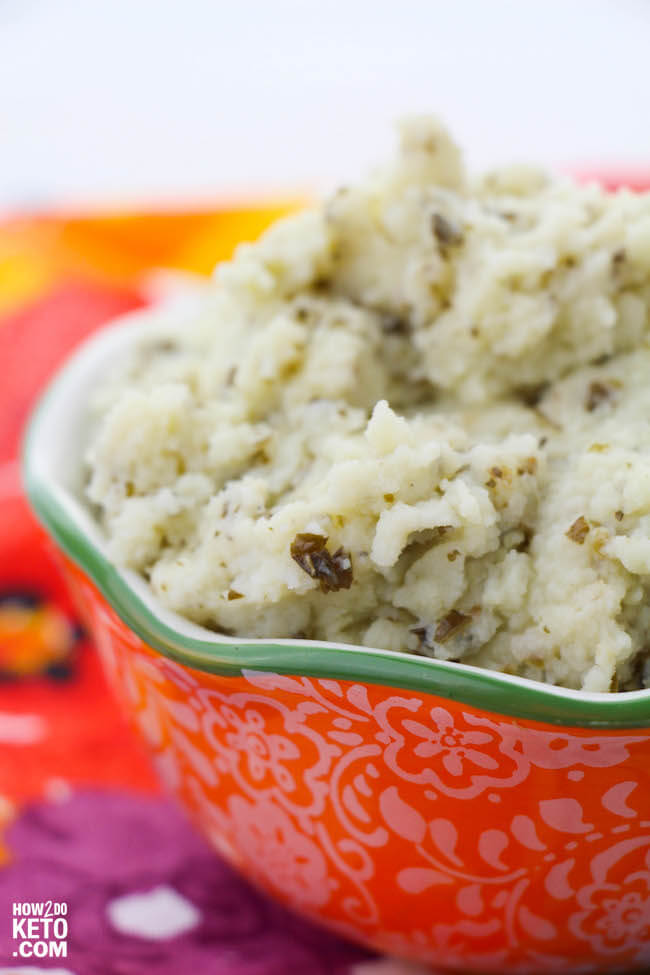 bowl of mashed "potatoes" made with cauliflower