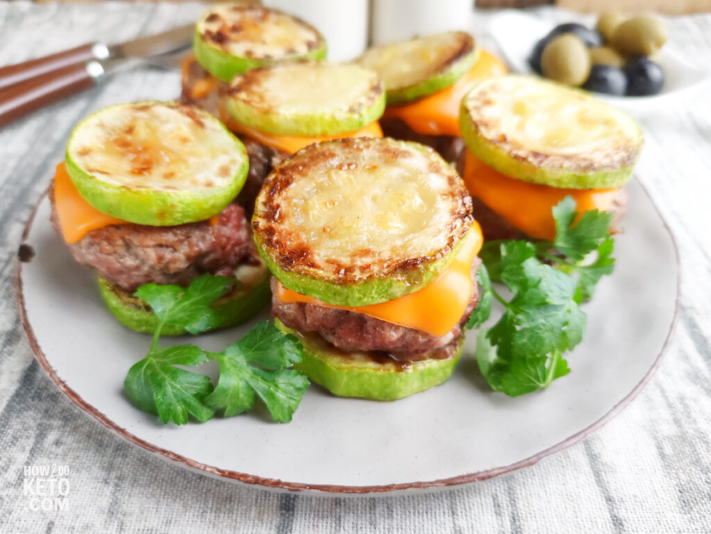 plate of zucchini sliders, low carb appetizer