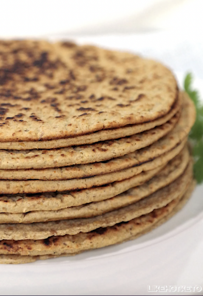 stack of tortillas made with flax meal