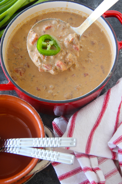 spicy queso soup with jalapeno