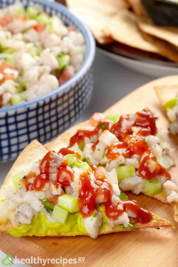 ceviche on low carb tortillas