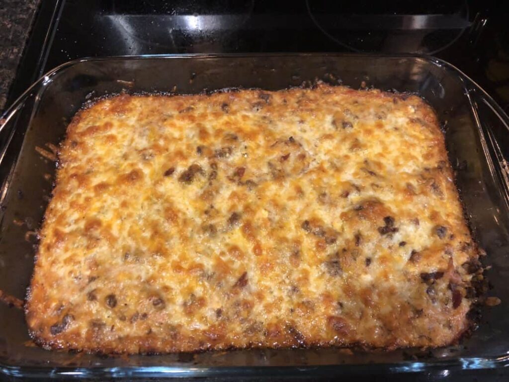 Mexican casserole in oven