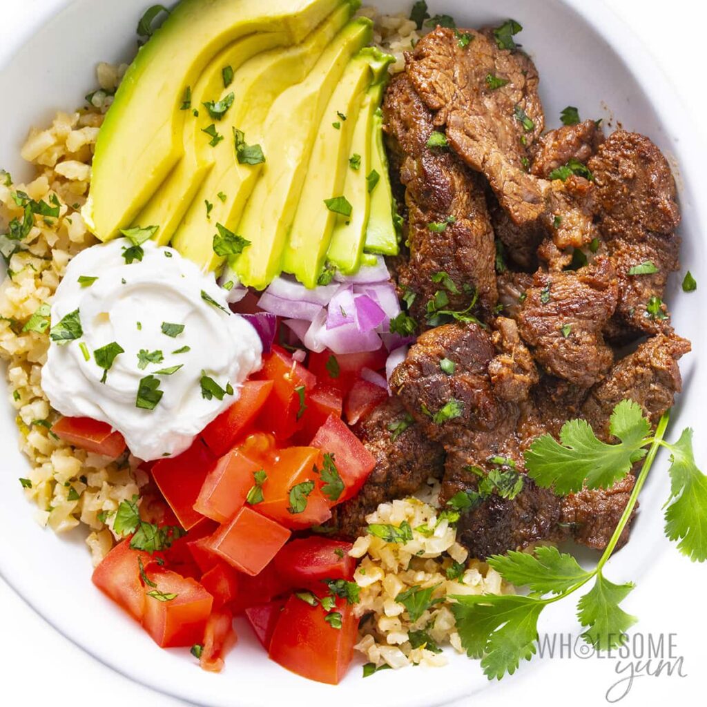 low carb deconstructed burrito bowl
