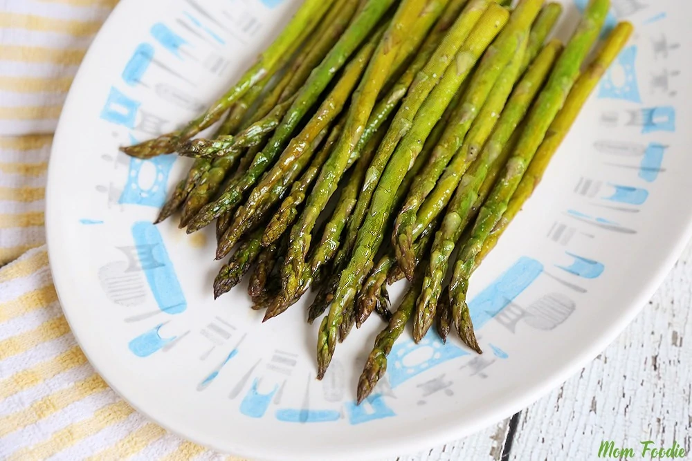 platter of baked asparagus