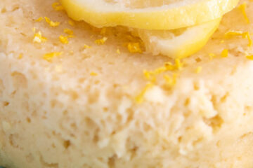 close up of a small lemon cake