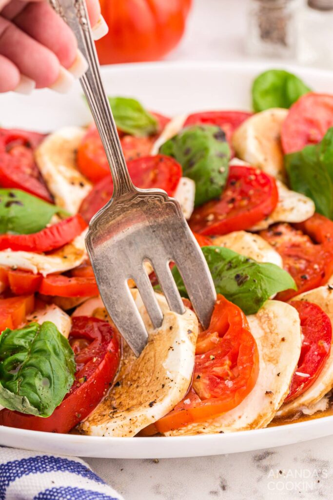 fork in a carprese salad