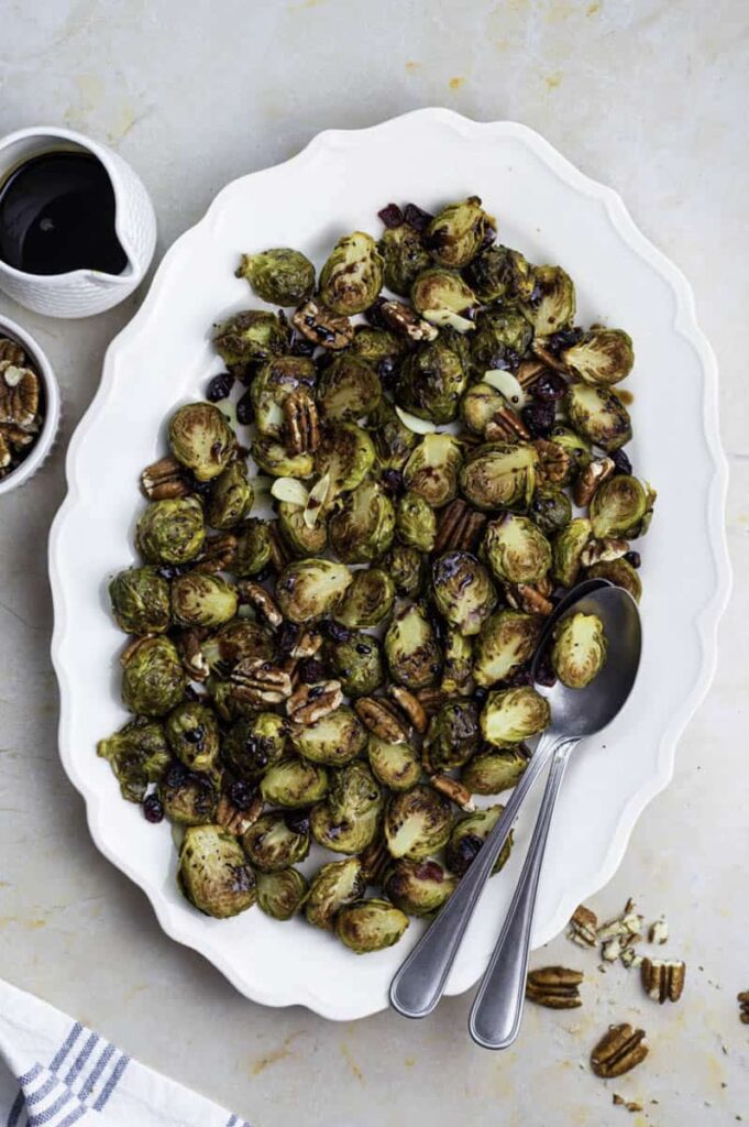 plate of roasted brussel sprouts
