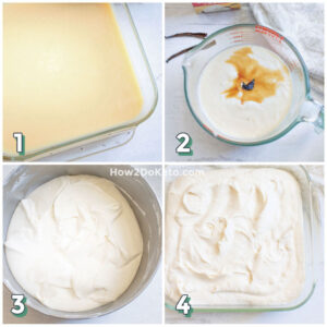 4 step photo collage showing how to make vanilla ice cream