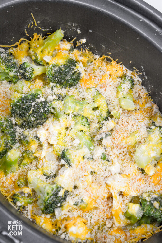 Keto Broccoli Cheese Casserole in a crock pot