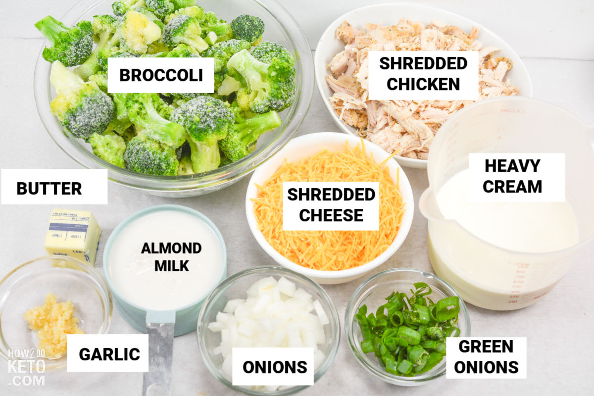 Keto Cheesy Crockpot Chicken and Broccoli Casserole Ingredients