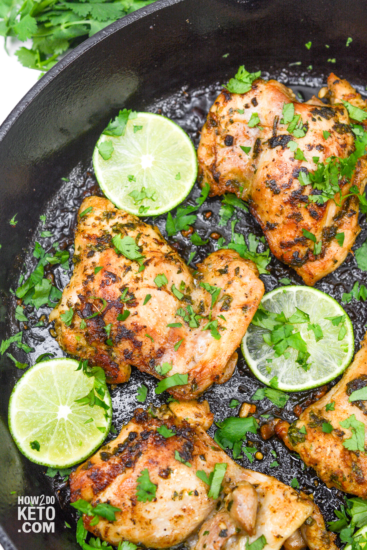 Keto Cilantro Lime Chicken Thighs in a pan