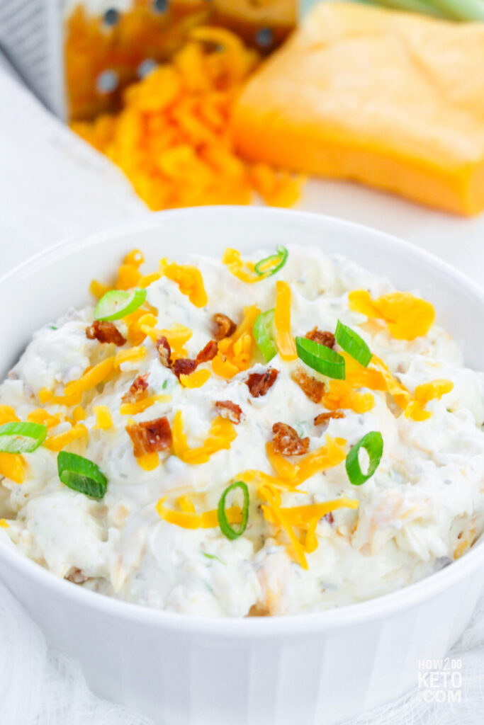 "keto crack dip" with baked potato toppings