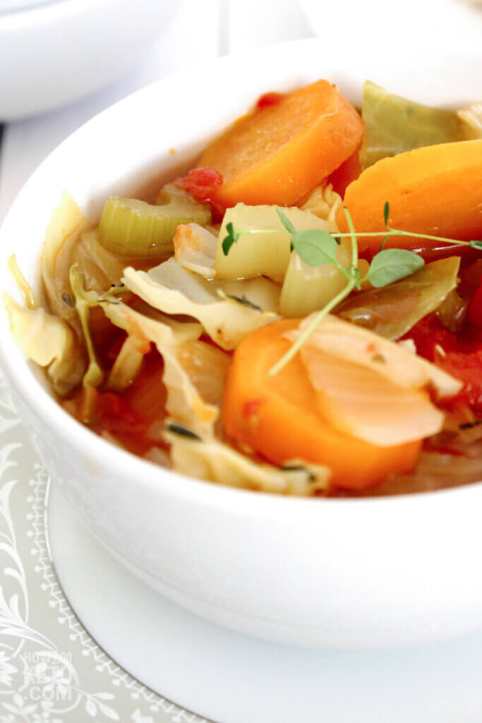 bowl of cabbage vegetable soup