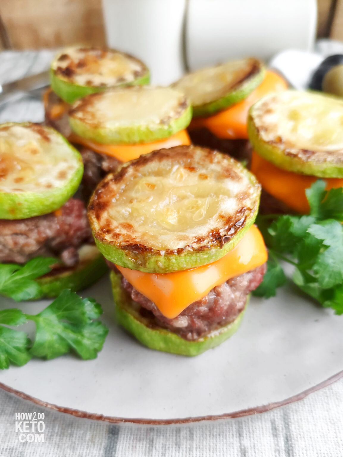 low carb zucchini burger sliders.